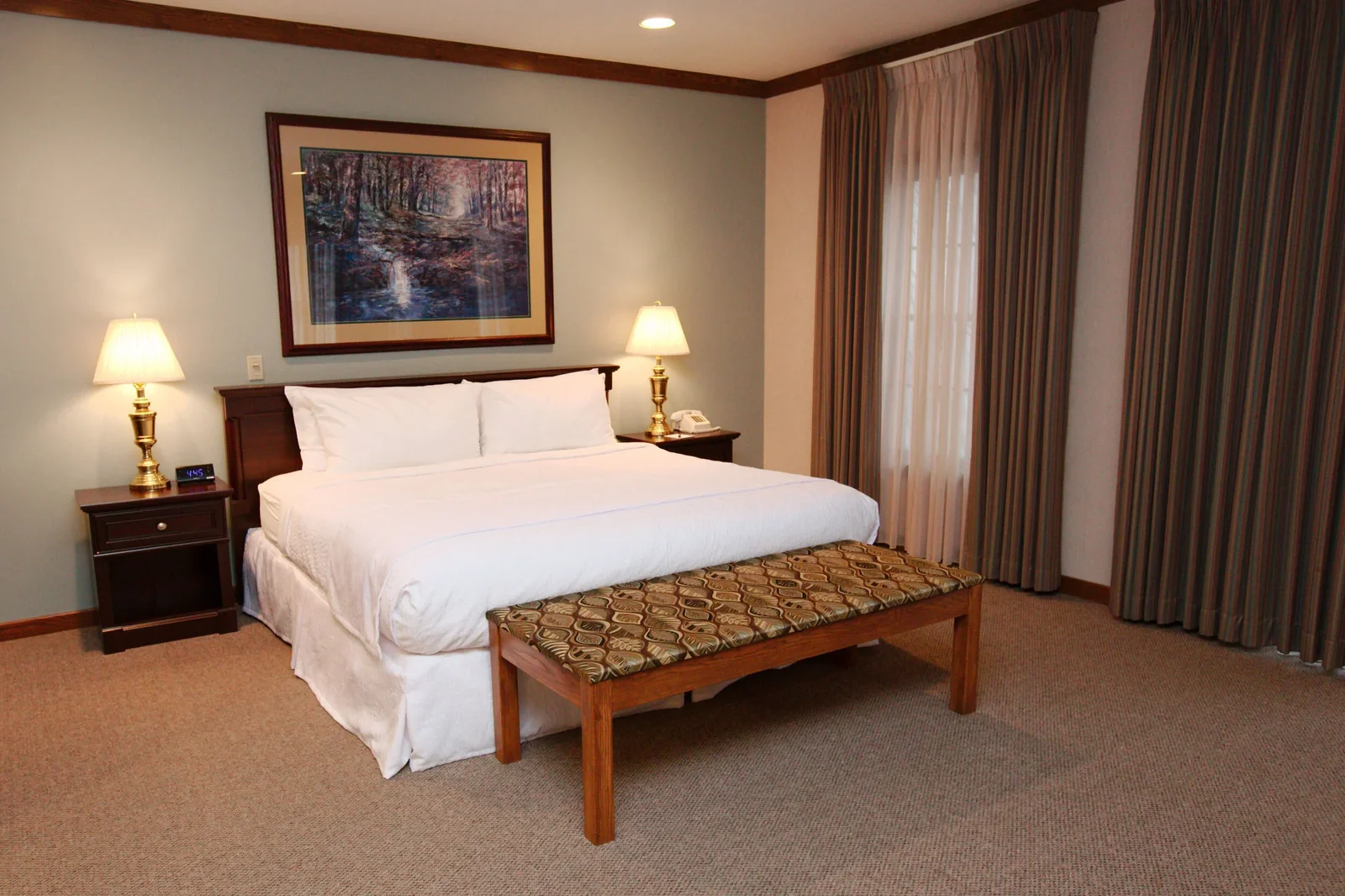 A guest room at Sauder Heritage Inn, the advertised setting for Crossroads’ marriage retreat.