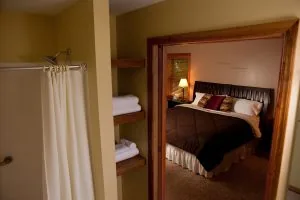 A guest bedroom shown on the retreat website