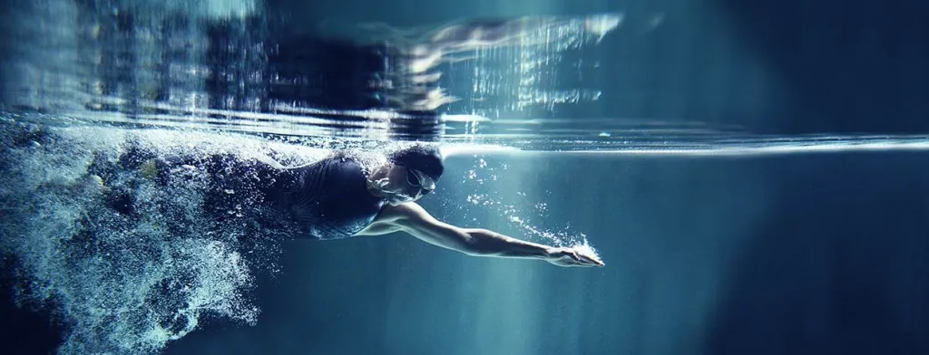 Swimmer moving through water