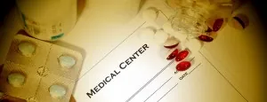Prescription pad beside medication