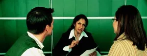 Couple speaking with a counselor
