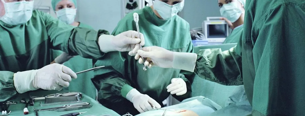 Surgical team working in an operating room