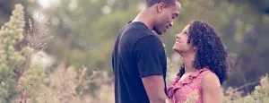 Couple holding hands outdoors