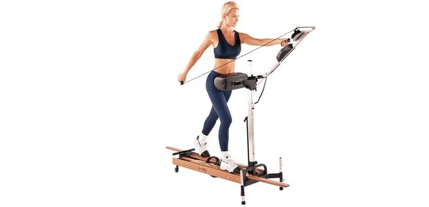 Person using a NordicTrack ski exercise machine
