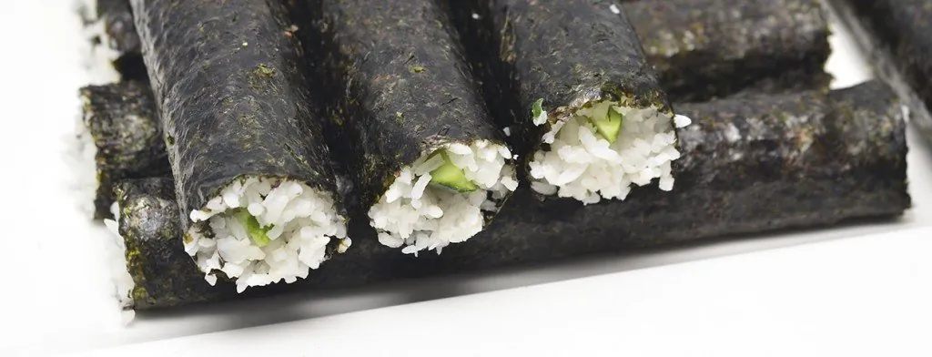 Seaweed-wrapped sushi rolls