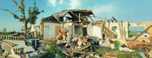 Building damaged by a storm