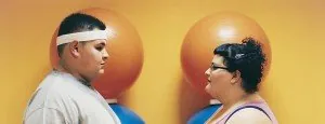 Two people attending a weight loss camp