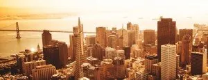 San Francisco skyline in warm evening light