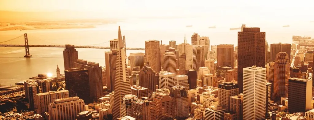 San Francisco skyline in warm evening light
