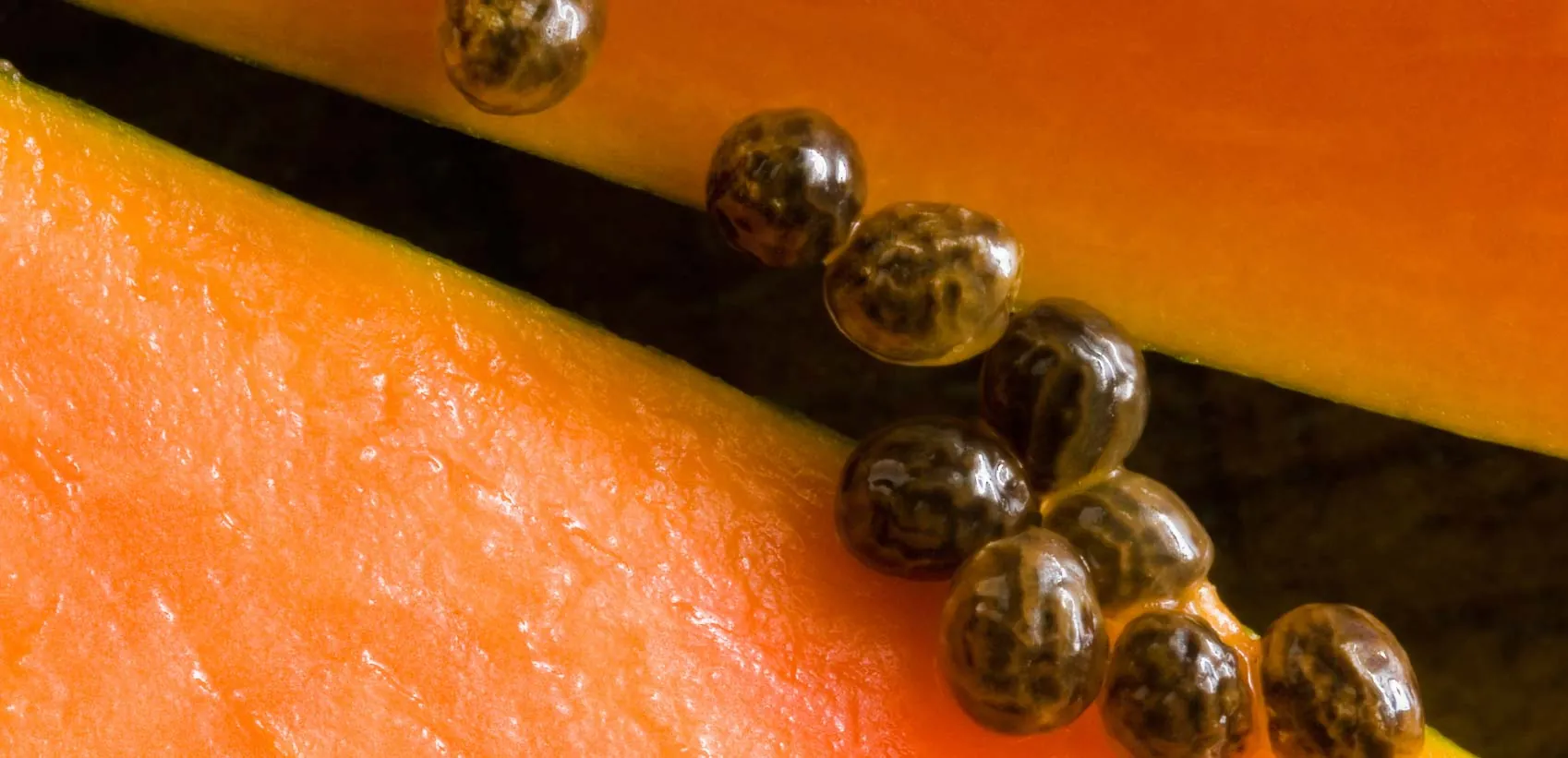 Papaya flesh and black seeds