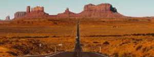 Desert rock formations in Monument Valley
