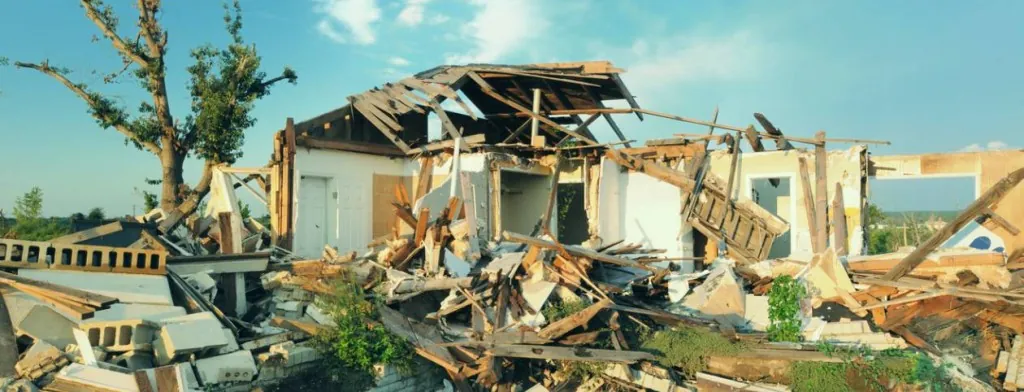 Building damaged by a storm